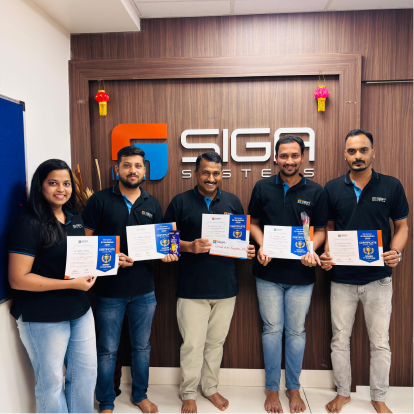 SiGa Systems employees holding recognition certificates