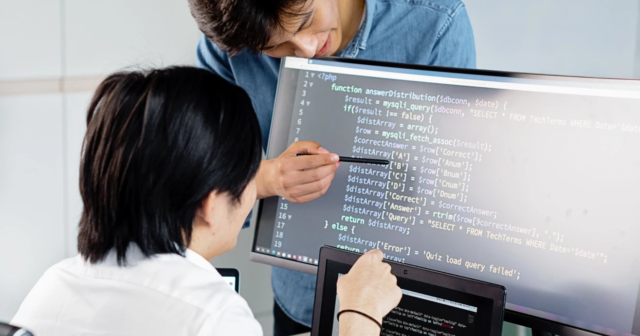 Developers collaborating on software code